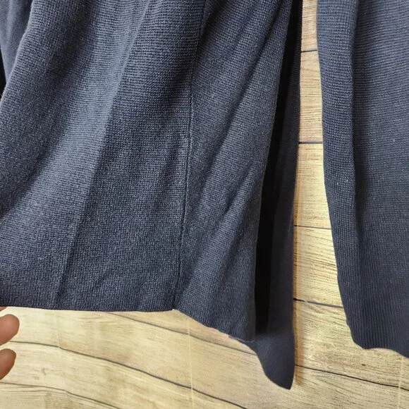 Eileen Fisher Tencel Silk Draped Open Front Cardigan Midnight Blue Size Large - Picture 13 of 14